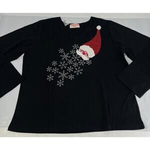 Vermont Country Store Womens Large Christmas Sequin Blouse (C62)